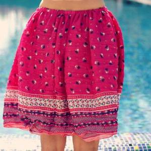 Women Summer Skirt. Summer Pink Adult Beach Skirt..