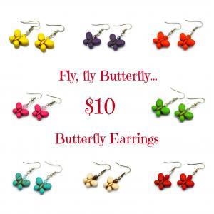 Fuchsia Butterfly Gemstone Summer Earrings...