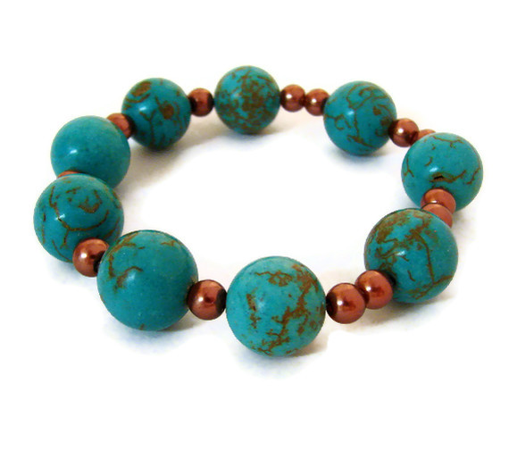 Turquoise Stretch Bracelet. Fashion Style Bold Jewelry Accessories